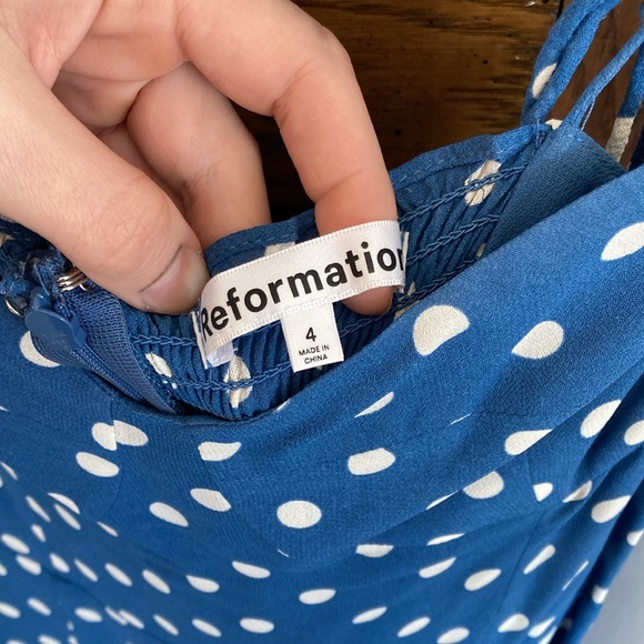 Reformation Juliette Dress blue polka dots - Picture 3 of 6